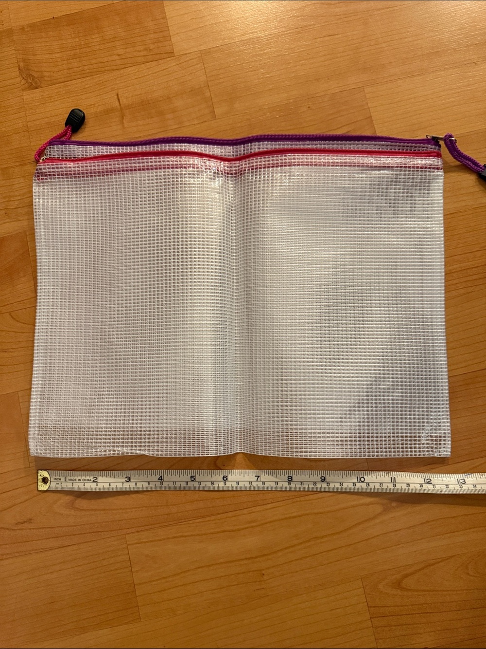 Clear Mesh Cosmetic Pouch with Pink and Purple Trim